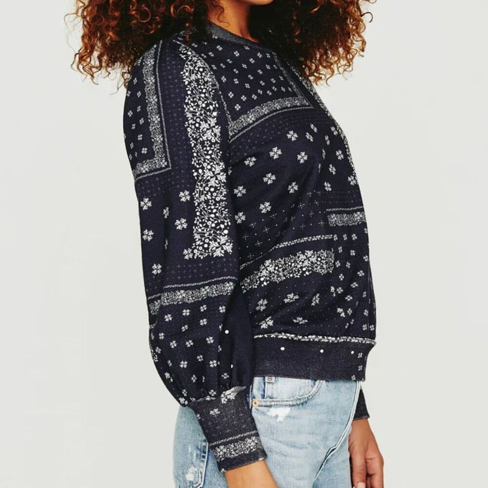 AG Jeans Hailey Sweatshirt – Bandana Deep Navy, Women’s Large (US 10) - Picture 3 of 6